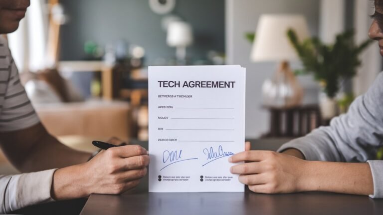 5 نقاط تساعدك لإبرام معاهدة رقمية بينك وبين أطفالك 4 a photo of a tech agreement between a pa 3PosVLgtSIunyKJvXBaByg 3ntrH4ePTtSXNwntSdOpcA - كلنا أمهات